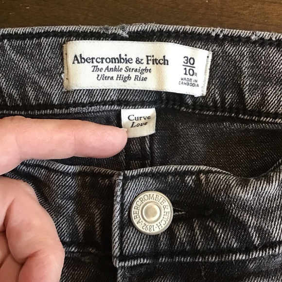 Abercrombie Fitch 10 (30) High Rise Ankle Straight Jeans Curve Love Faded Black - Picture 7 of 10